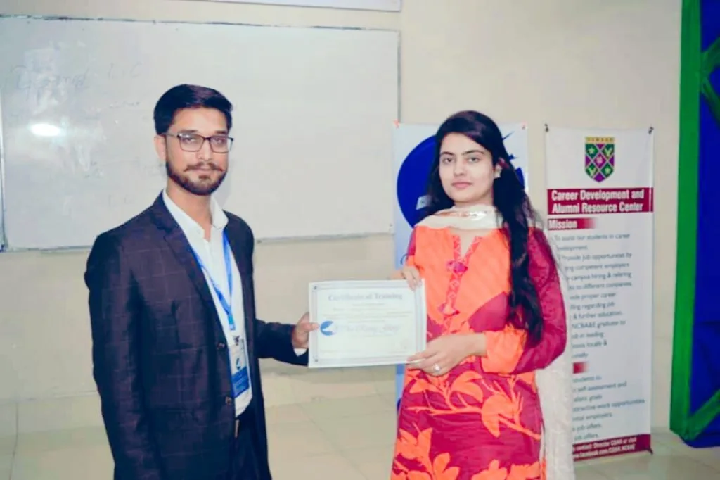 Participant receiving certificate